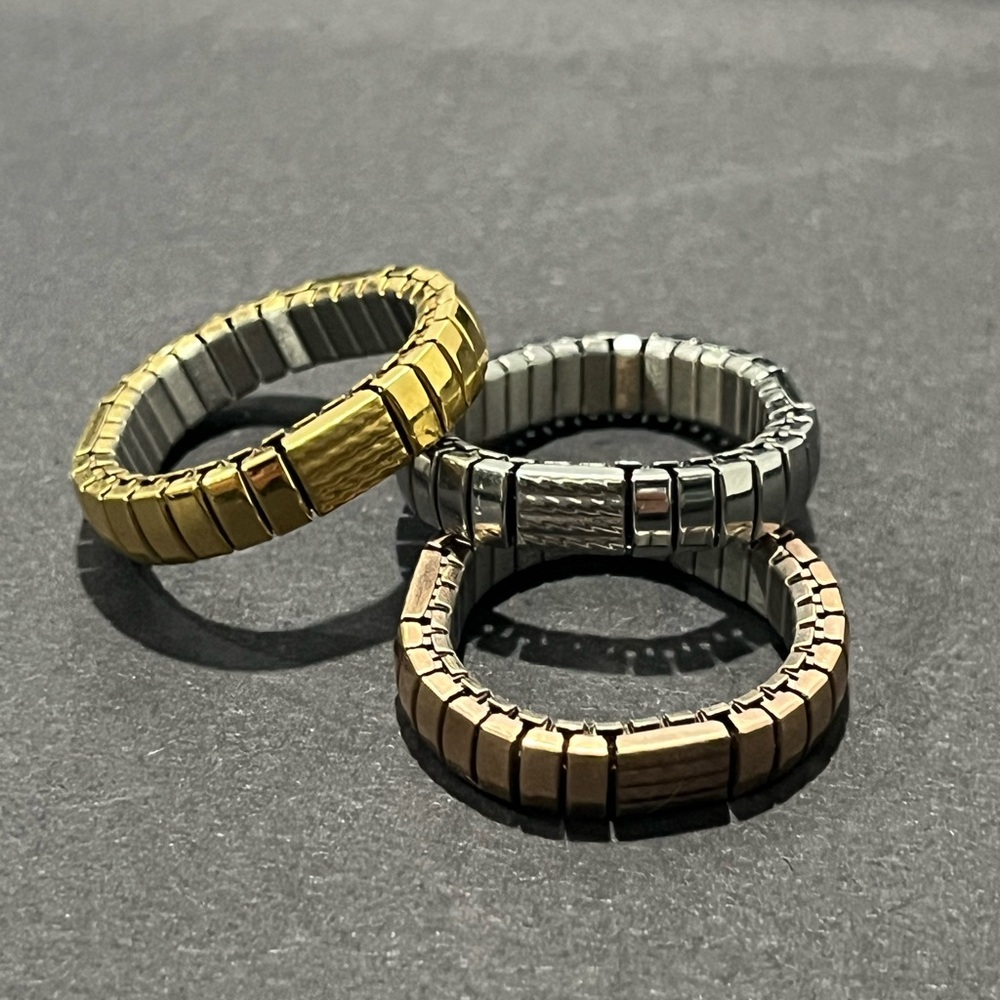 Go Force Stainless Steel Gold, Silver, Copper Stretchable Rings